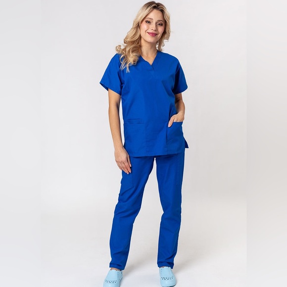 Cherokee Workwear Other - Cherokee Authentic Workwear Scrubs 2 Piece Set Royal Blue Uniform Size M